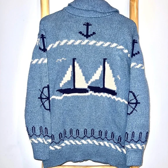 COPY - Polo Ralph Lauren Cotton Sailboat Shawl Sweater - Unisex - Picture 3 of 7